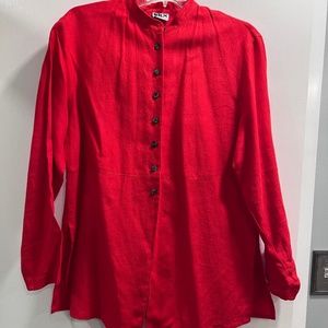 VINTAGE SILX Red Tunic Long Sleeve Shirt Size Medium